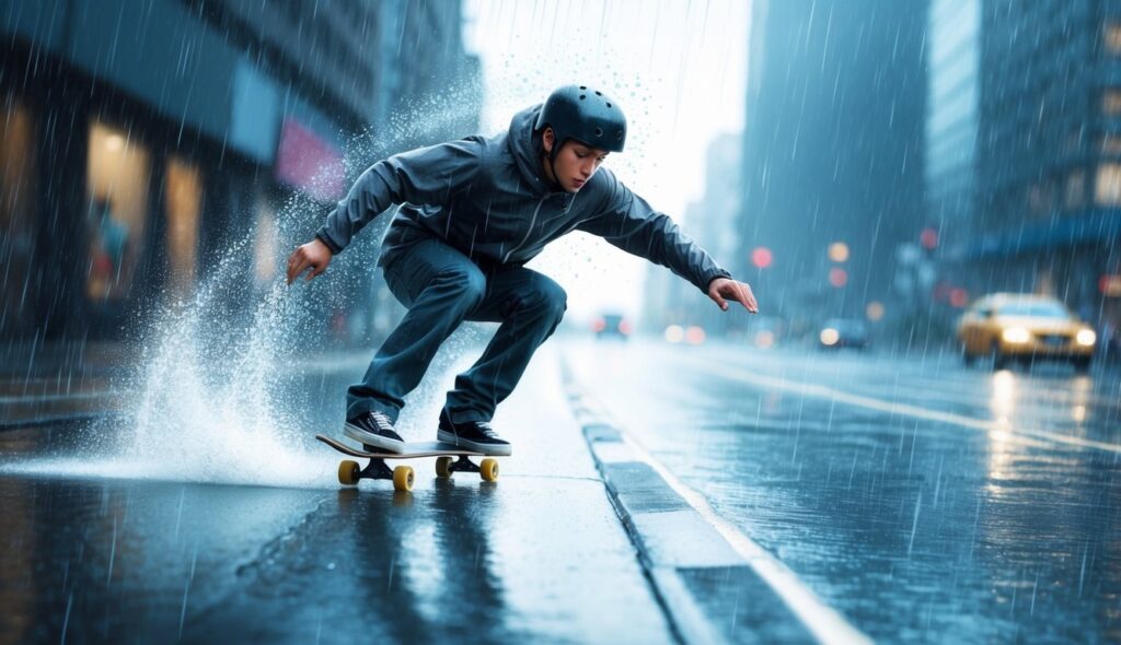 can you skateboard in the rain