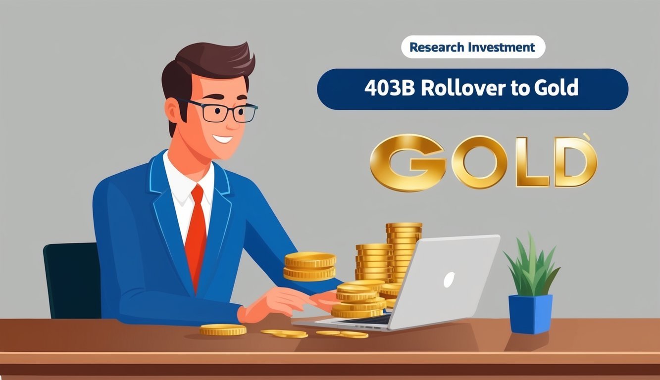 A person researching investment options and selecting a 403b rollover to gold