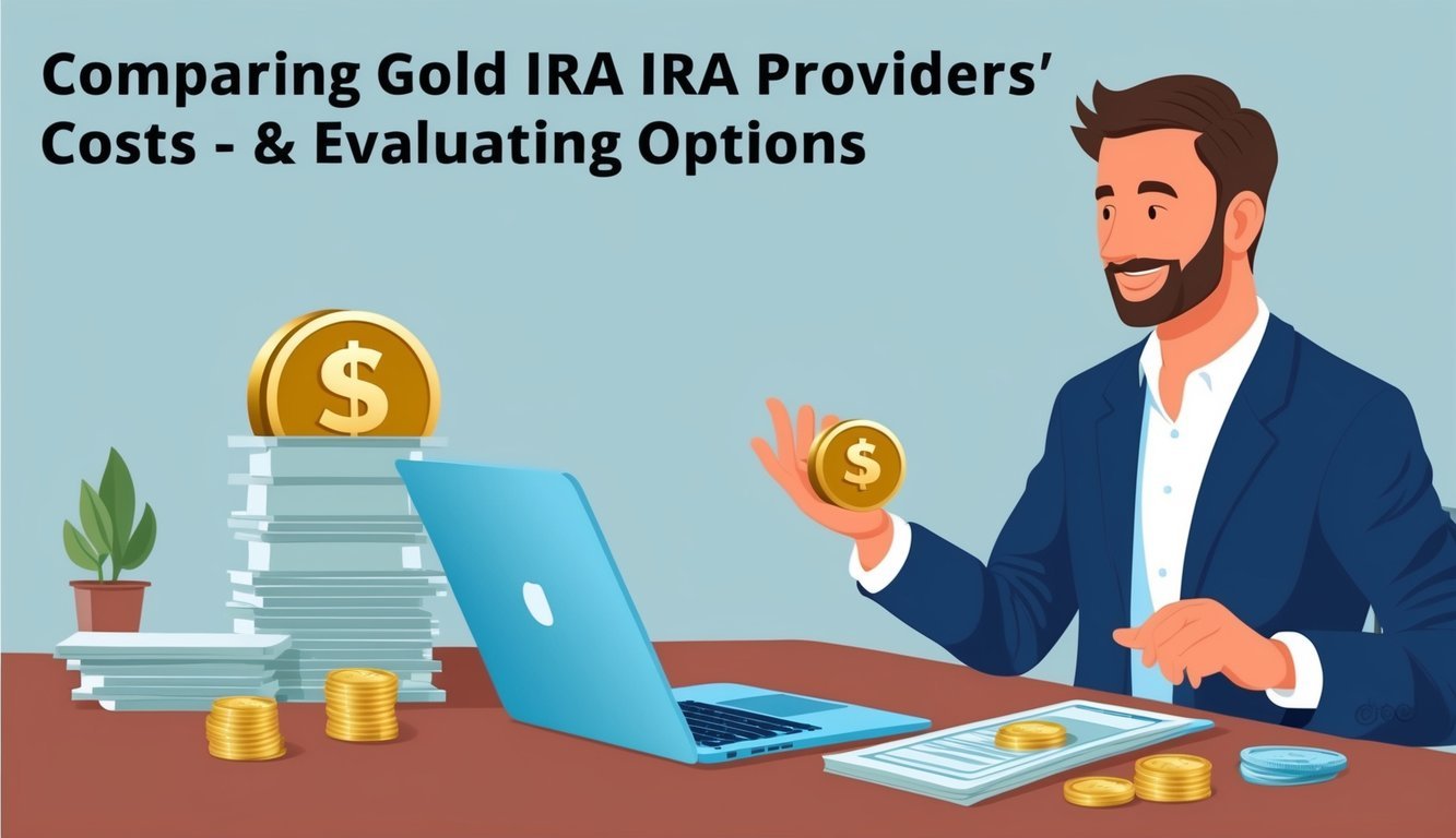 A person comparing gold IRA providers' costs and evaluating options